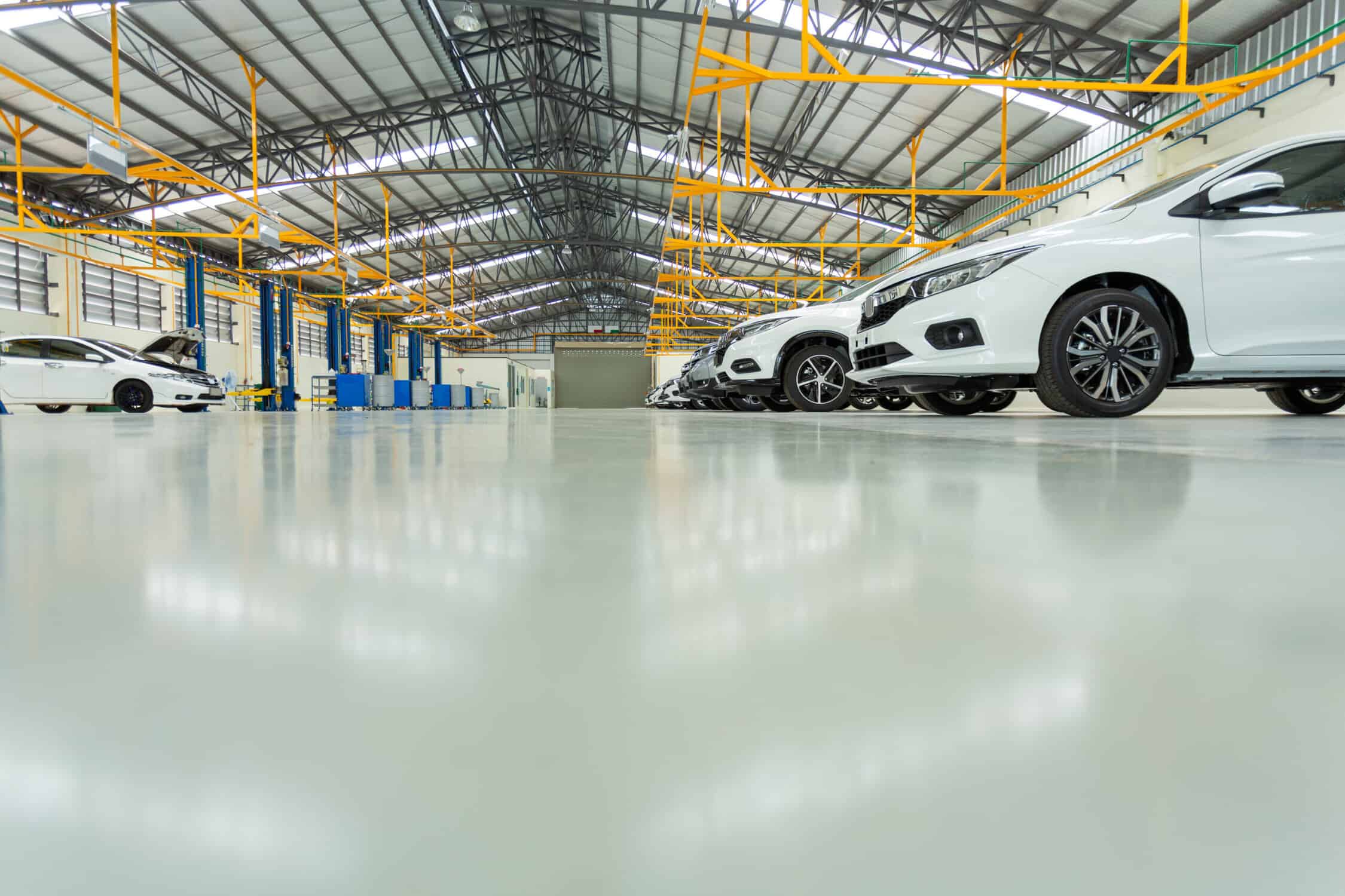 auto repair service station on epoxy floor in interior car-care