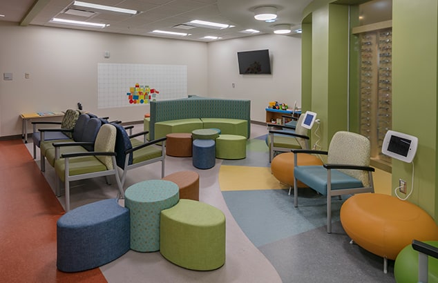 colorful waiting room of a children hospital- painting company in Lansing, MI