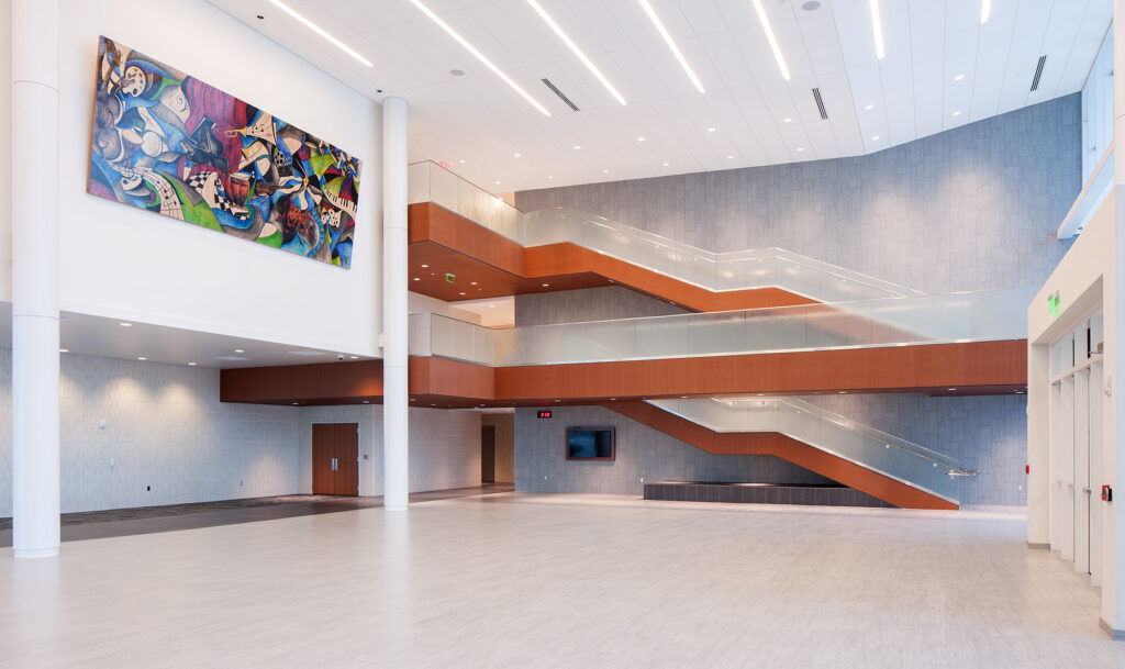 a large building with a large staircase